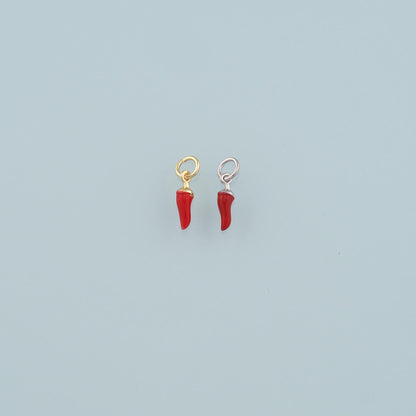 18K Gold Filled Chili Pendant,Enamel Pepper Charm Bracelet Necklace for DIY Jewelry Making Supply