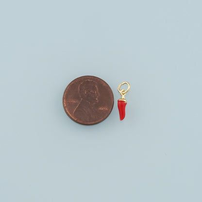 18K Gold Filled Chili Pendant,Enamel Pepper Charm Bracelet Necklace for DIY Jewelry Making Supply