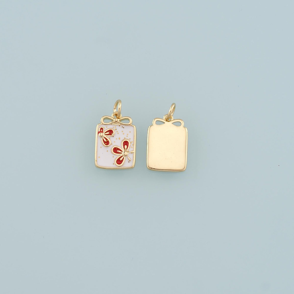 18K Gold Filled Flower Enamel Charm Pendant for Jewelry Making