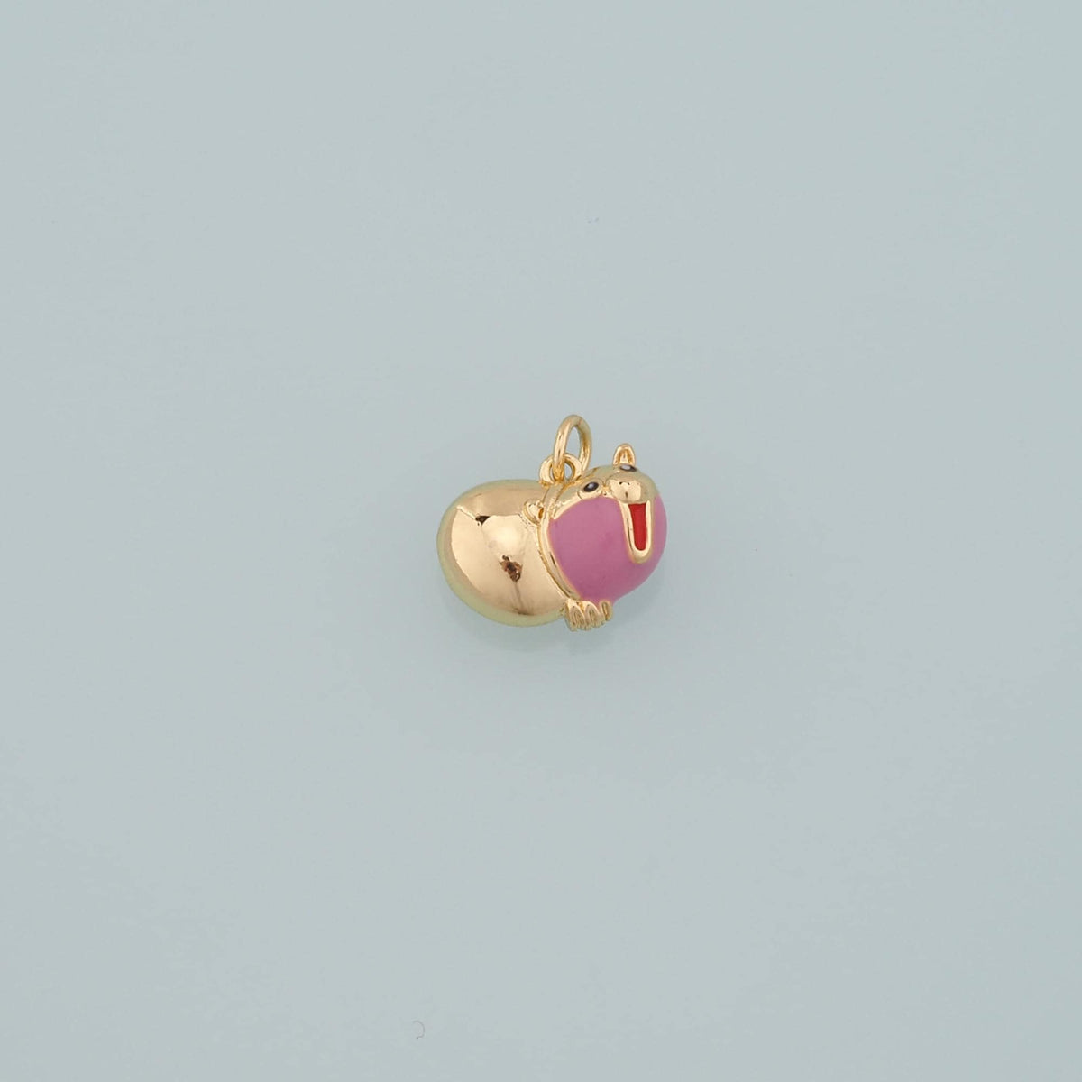 18K Gold Filled Pig Pendant,Enamel Animal Charm Bracelet Necklace for DIY Jewelry Making Supply