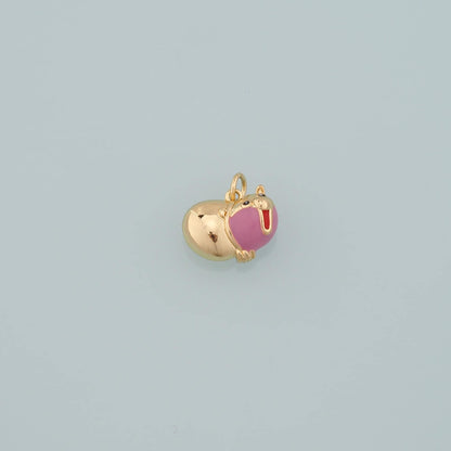 18K Gold Filled Pig Pendant,Enamel Animal Charm Bracelet Necklace for DIY Jewelry Making Supply