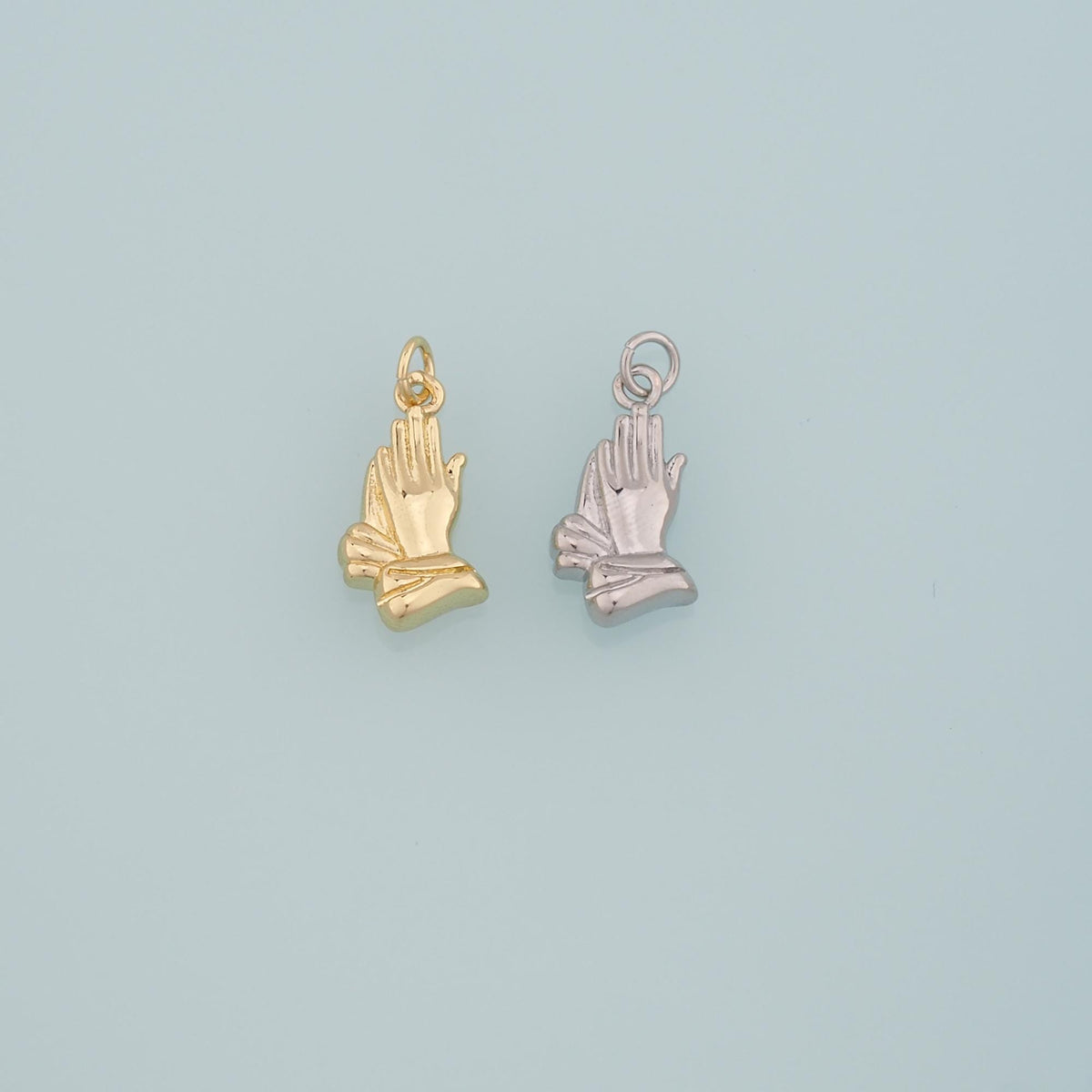 Gold Hand Charms,18K Gold Filled Gesture Pendant,Hand Charm Bracelet Necklace for DIY Jewelry Making Supply