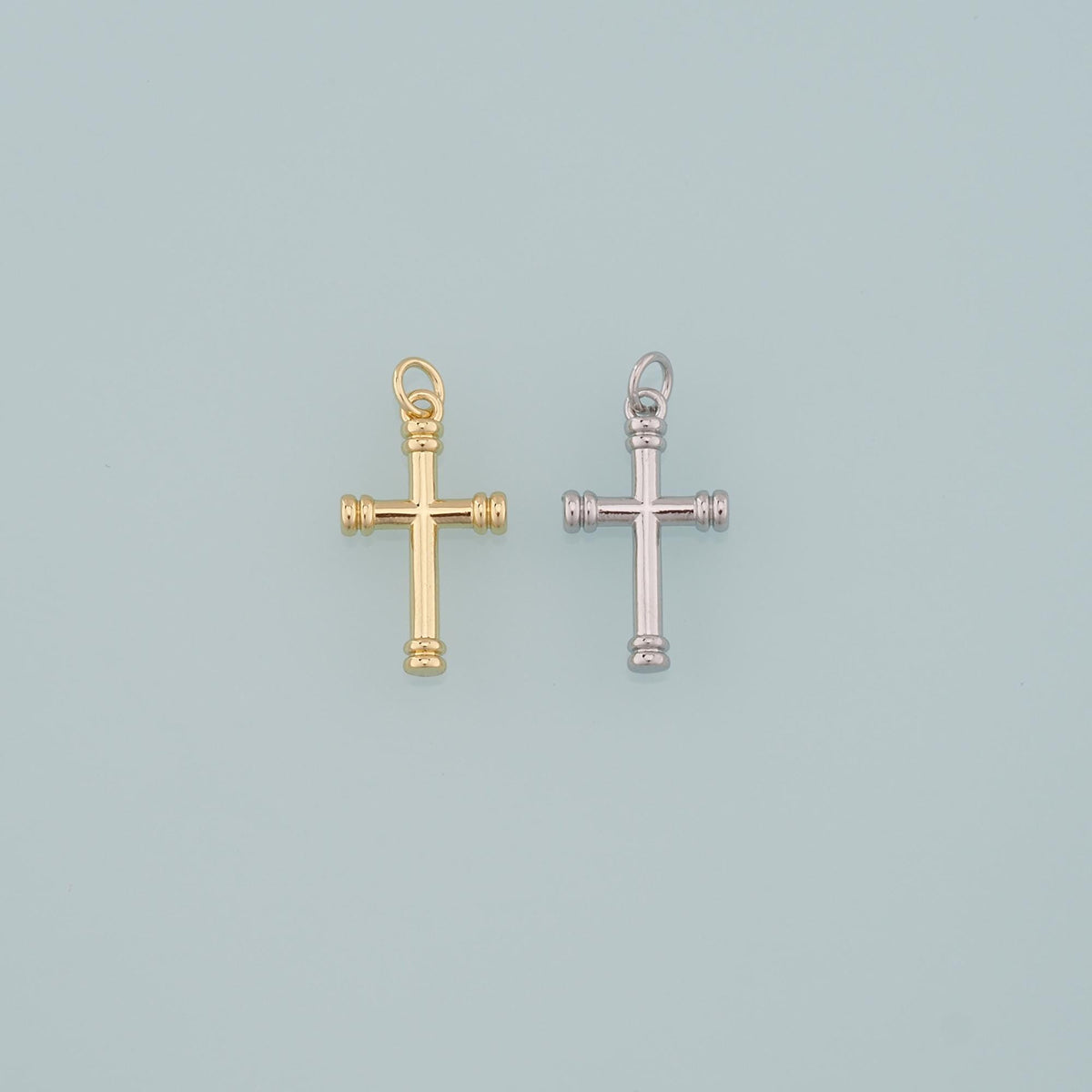 Gold Cross Charms,18K Gold Filled Cross Pendant,Religion Charm Bracelet Necklace for DIY Jewelry Making Supply