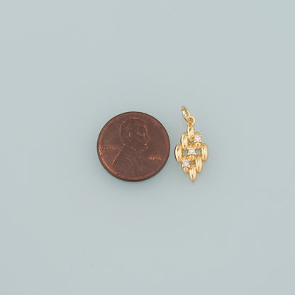 18K Gold Filled Rhombus Pendant, CZ Micro Pave Rhombus Charm Bracelet Necklace for DIY Jewelry Making Supply
