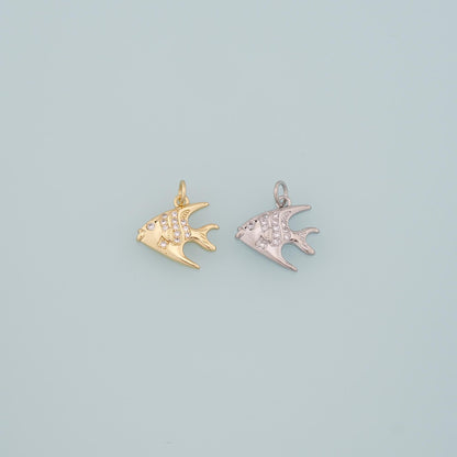 18K Gold Filled Fish CZ Charm Pendant for Jewelry Making