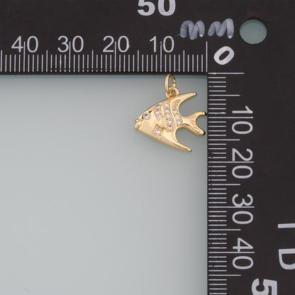 18K Gold Filled Fish CZ Charm Pendant for Jewelry Making