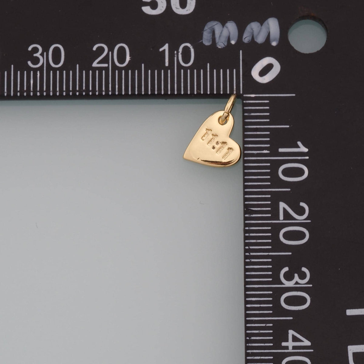 Gold Angel Numbers Charms,18K Gold Filled 11:11 Pendant,Heart Charm Bracelet Necklace for DIY Jewelry Making Supply