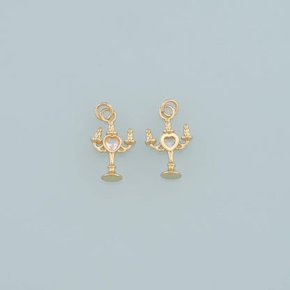 18K Gold Filled Candlestick Pendant,Candlestick Charm Bracelet Necklace for DIY Jewelry Making Supply
