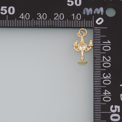 18K Gold Filled Candlestick Pendant,Candlestick Charm Bracelet Necklace for DIY Jewelry Making Supply