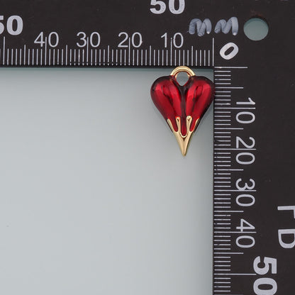 18K Gold Filled Heart Enamel Charm Pendant for Jewelry Making