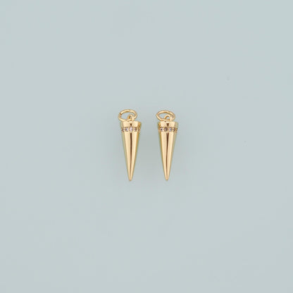 Gold Spikes Charms,18K Gold Filled Tapered Pendant,CZ Micro Pave Tapered Charm Bracelet Necklace for DIY Jewelry Making Suppl