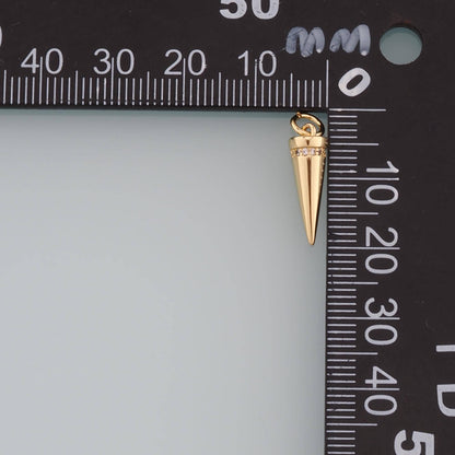 Gold Spikes Charms,18K Gold Filled Tapered Pendant,CZ Micro Pave Tapered Charm Bracelet Necklace for DIY Jewelry Making Suppl