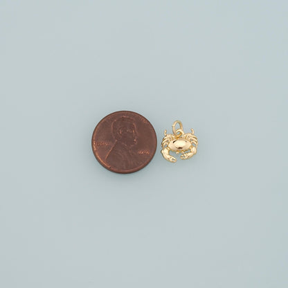 Gold Marine Life Charms,18K Gold Filled Crab Pendant,Crab Charms Bracelet Necklace for DIY Jewelry Making Supply