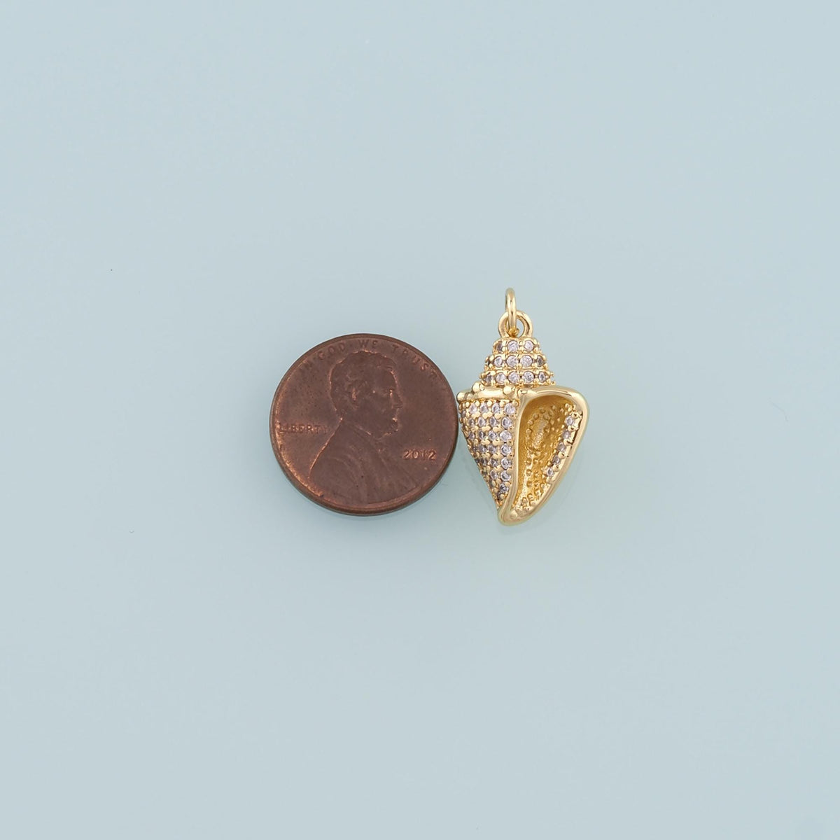 Gold Conch Charms,18K Gold Filled Conch Pendant,CZ Micro Pave Conch Shell Charm Bracelet Necklace for DIY Jewelry Making Supp