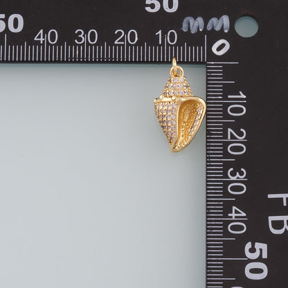 Gold Conch Charms,18K Gold Filled Conch Pendant,CZ Micro Pave Conch Shell Charm Bracelet Necklace for DIY Jewelry Making Supp