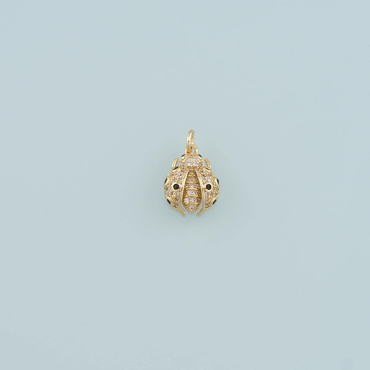 18K Gold Filled Ladybug Pendant,CZ Micro Pave Insect Charm Bracelet Necklace for DIY Jewelry Making Supply