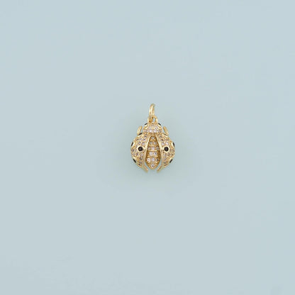 18K Gold Filled Ladybug Pendant,CZ Micro Pave Insect Charm Bracelet Necklace for DIY Jewelry Making Supply