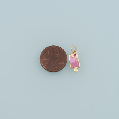 Gold Summer Charms,18K Gold Filled Ice Cream Pendant,Enamel Ice Cream Charm Bracelet Necklace for DIY Jewelry Making Supply