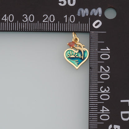 Gold Dolphin Charms,18K Gold Filled Enamel Dolphin Pendant,Enamel Dolphin Charm Bracelet Necklace for DIY Jewelry Making Supp