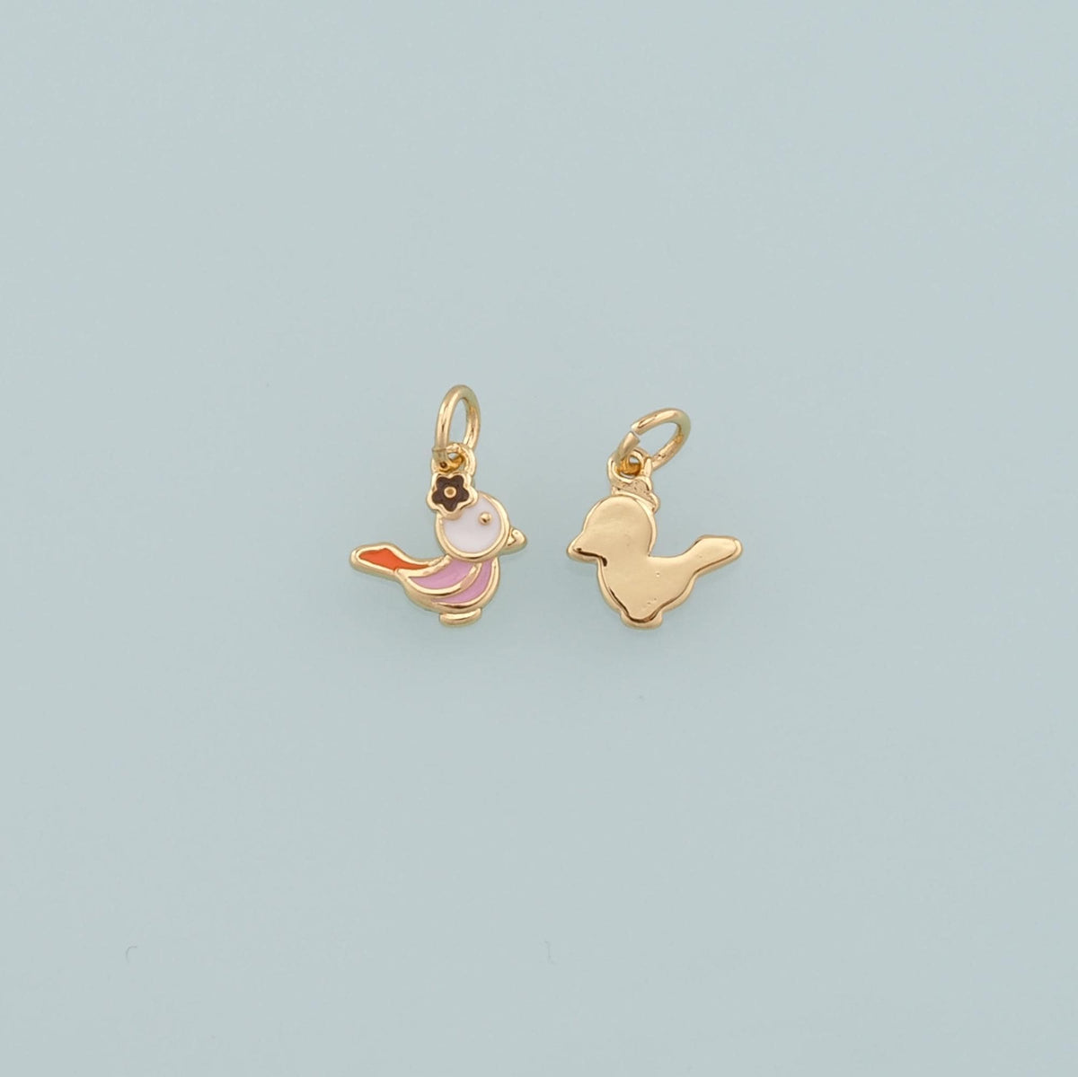 Gold Animal Charms,18K Gold Filled Bird Pendant,Enamel Bird Charm Bracelet Necklace for DIY Jewelry Making Supply
