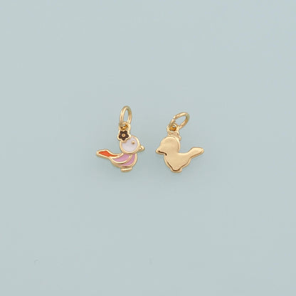Gold Animal Charms,18K Gold Filled Bird Pendant,Enamel Bird Charm Bracelet Necklace for DIY Jewelry Making Supply