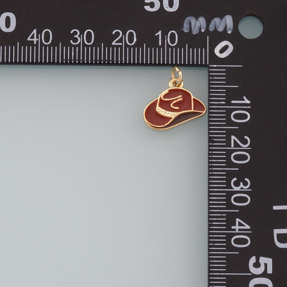 Gold Cowboy Hat Charms,18K Gold Filled Cowboy Hat Pendant,Enamel Hat Charm Bracelet Necklace for DIY Jewelry Making Supply