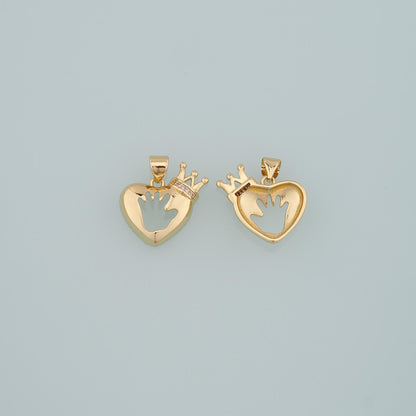 18K Gold Filled Heart CZ Charm Pendant for Jewelry Making