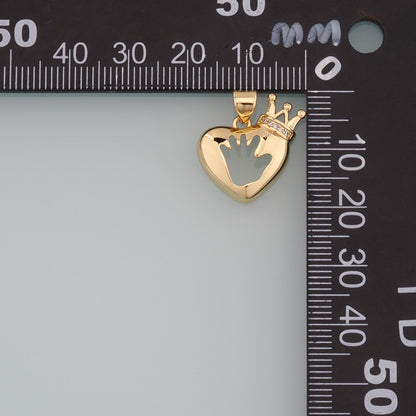 18K Gold Filled Heart CZ Charm Pendant for Jewelry Making