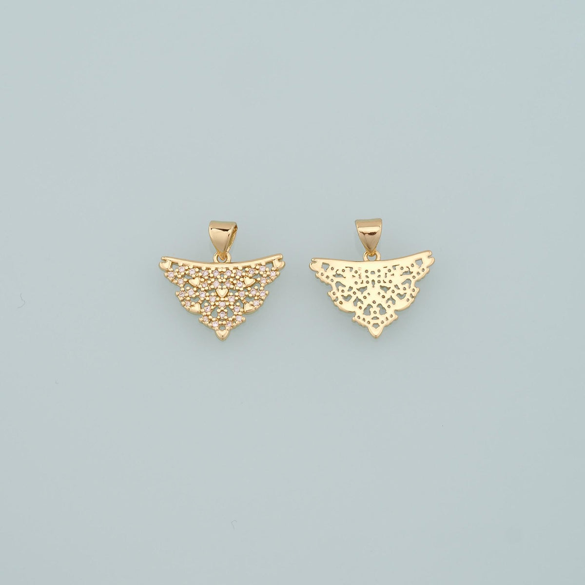 18K Gold Filled Hand CZ Charm Pendant for Jewelry Making