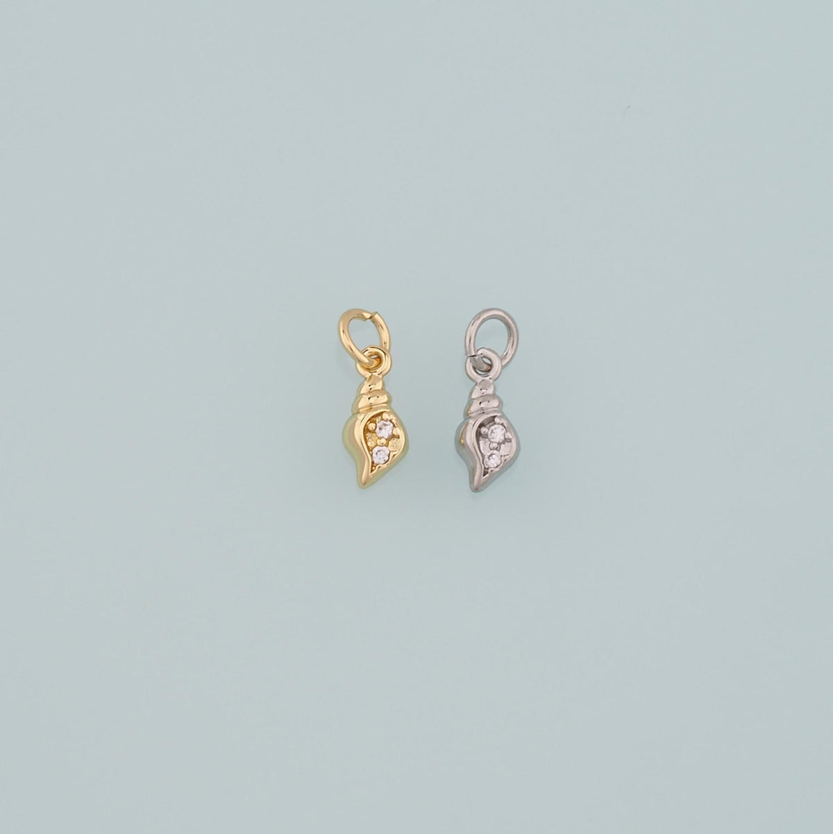 18K Gold Filled Shell CZ Charm Pendant for Jewelry Making