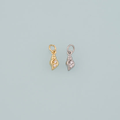 18K Gold Filled Shell CZ Charm Pendant for Jewelry Making