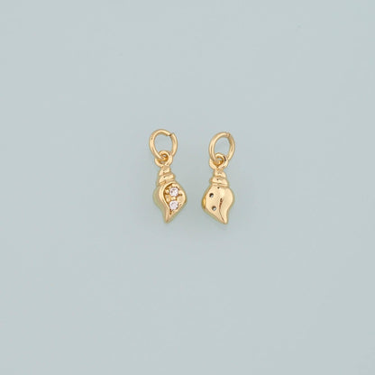 18K Gold Filled Shell CZ Charm Pendant for Jewelry Making