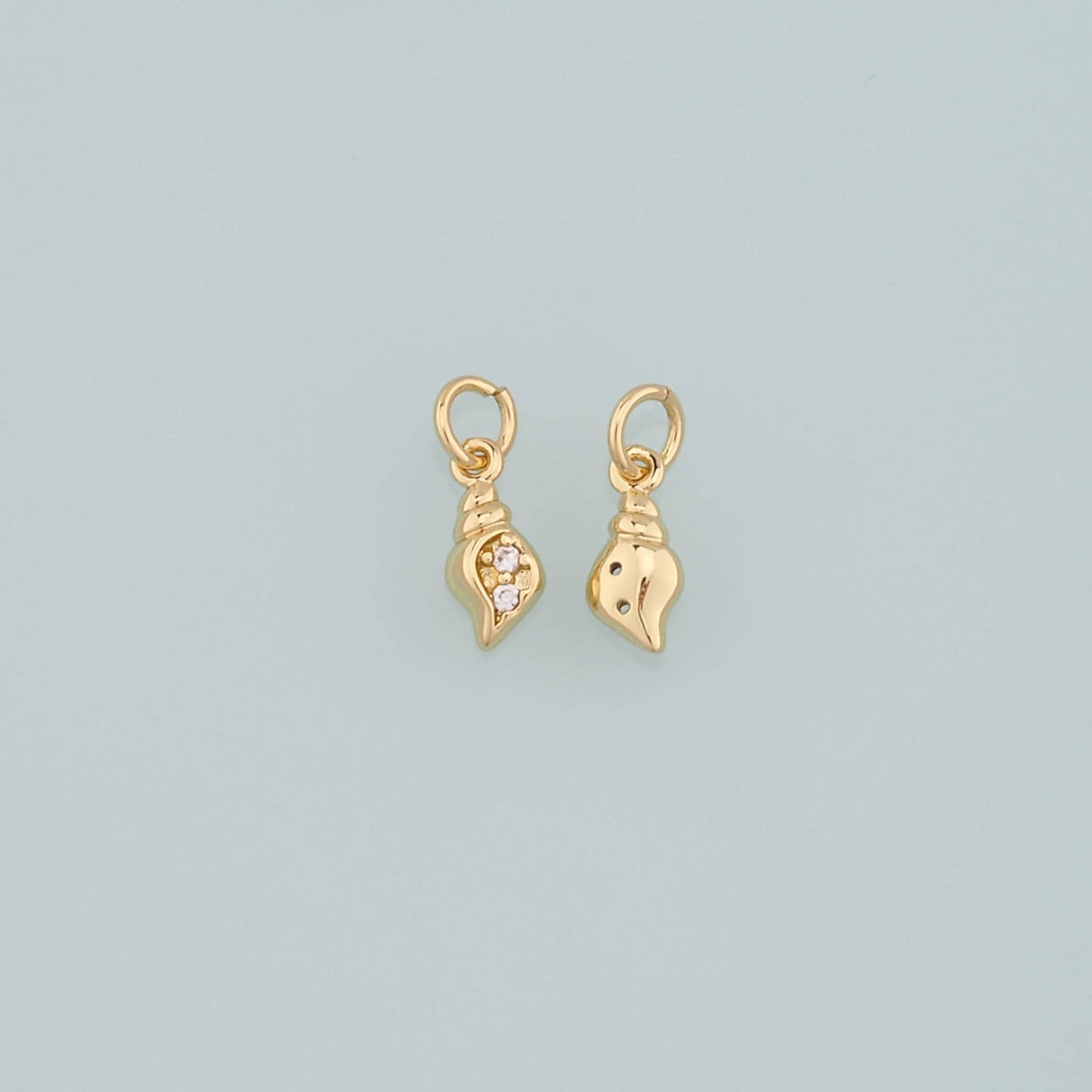 Gold Conch Charms,18K Gold Filled Conch Pendant,CZ Micro Pave Conch Shell Charm Bracelet Necklace for DIY Jewelry Making Supp