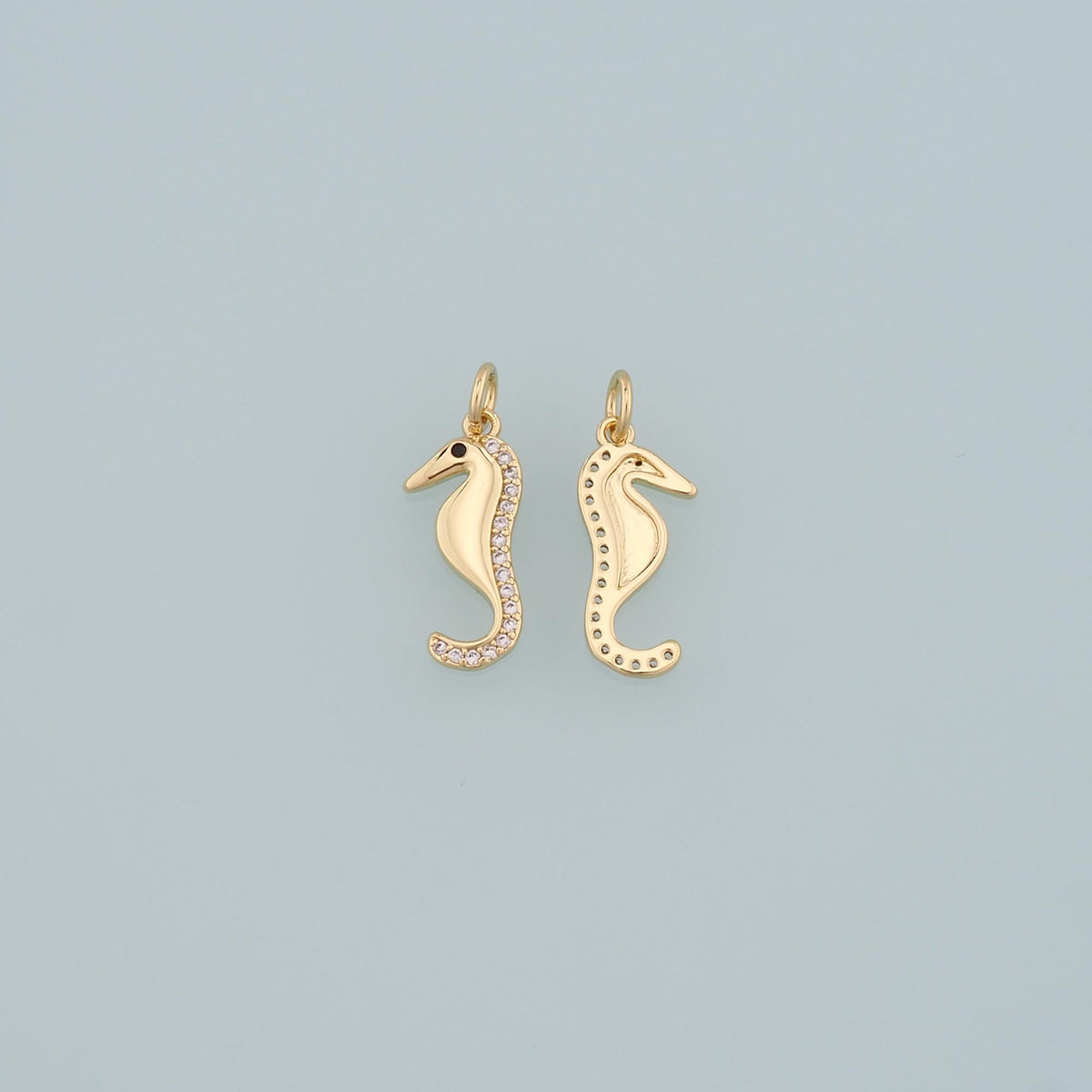 18K Gold Filled Seahorse Pendant,CZ Micro Pave Seahorse Charm Bracelet Necklace for DIY Jewelry Making Supply