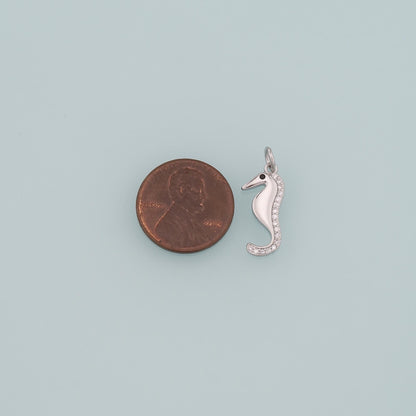 18K Gold Filled Seahorse Pendant,CZ Micro Pave Seahorse Charm Bracelet Necklace for DIY Jewelry Making Supply