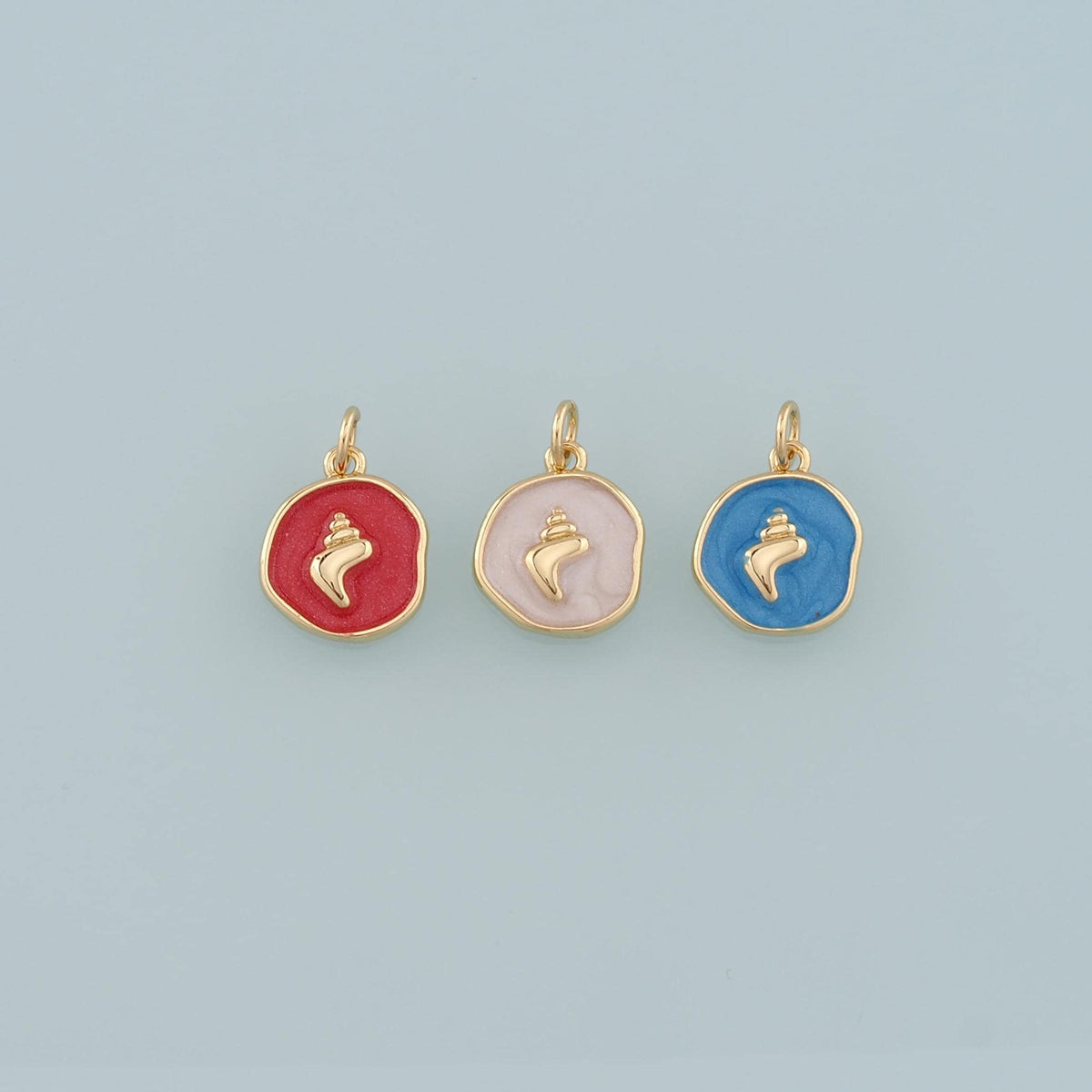 18K Gold Filled Shell Enamel Charm Pendant for Jewelry Making