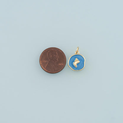18K Gold Filled Shell Enamel Charm Pendant for Jewelry Making
