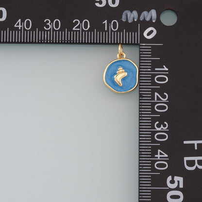 18K Gold Filled Shell Enamel Charm Pendant for Jewelry Making