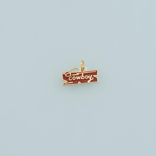 Gold Cowboy Charms,18K Gold Filled Cowboy Pendant,Enamel Cowboy Charm Bracelet Necklace for DIY Jewelry Making Supply