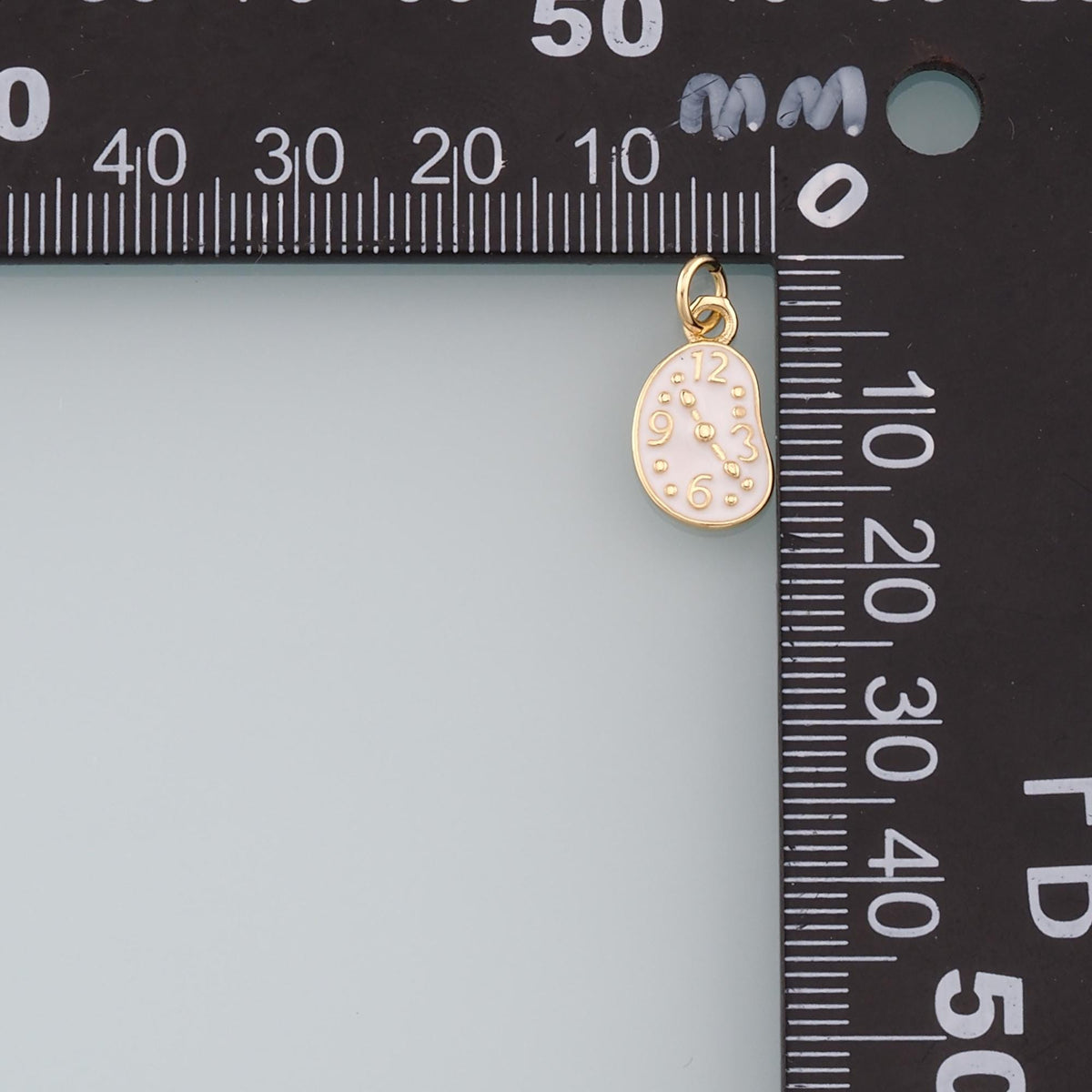 Gold Time Charms,18K Gold Filled Clock Pendant,Enamel Clock Charm Bracelet Necklace for DIY Jewelry Making Supply