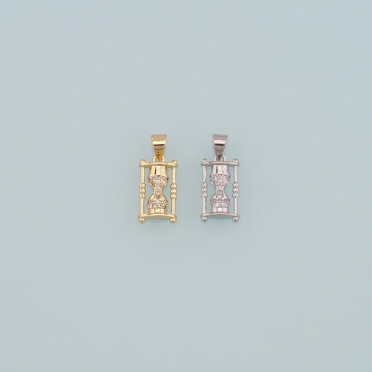 Gold Time Charms,18K Gold Filled Hourglass Pendant,CZ Micro Pave Hourglass Charm Bracelet Necklace for DIY Jewelry Making Sup