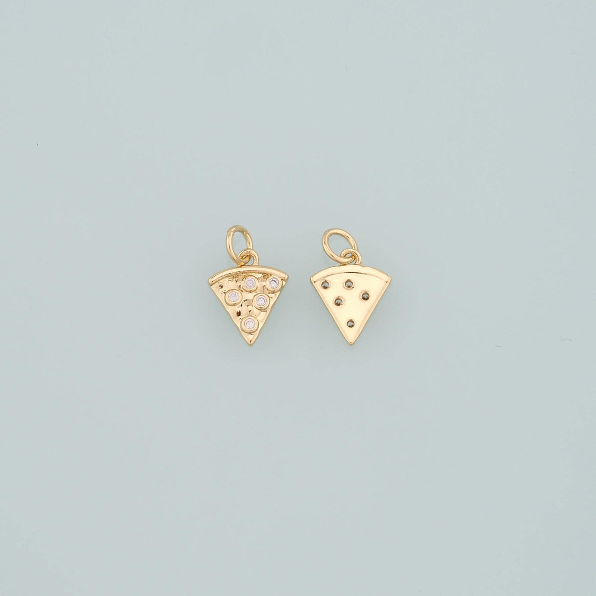 Gold Pizza Charms,18K Gold Filled Pizza Pendant,CZ Micro Pave Gourmet Food Charm Bracelet Necklace for DIY Jewelry Making Sup
