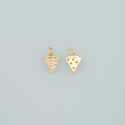 Gold Pizza Charms,18K Gold Filled Pizza Pendant,CZ Micro Pave Gourmet Food Charm Bracelet Necklace for DIY Jewelry Making Sup