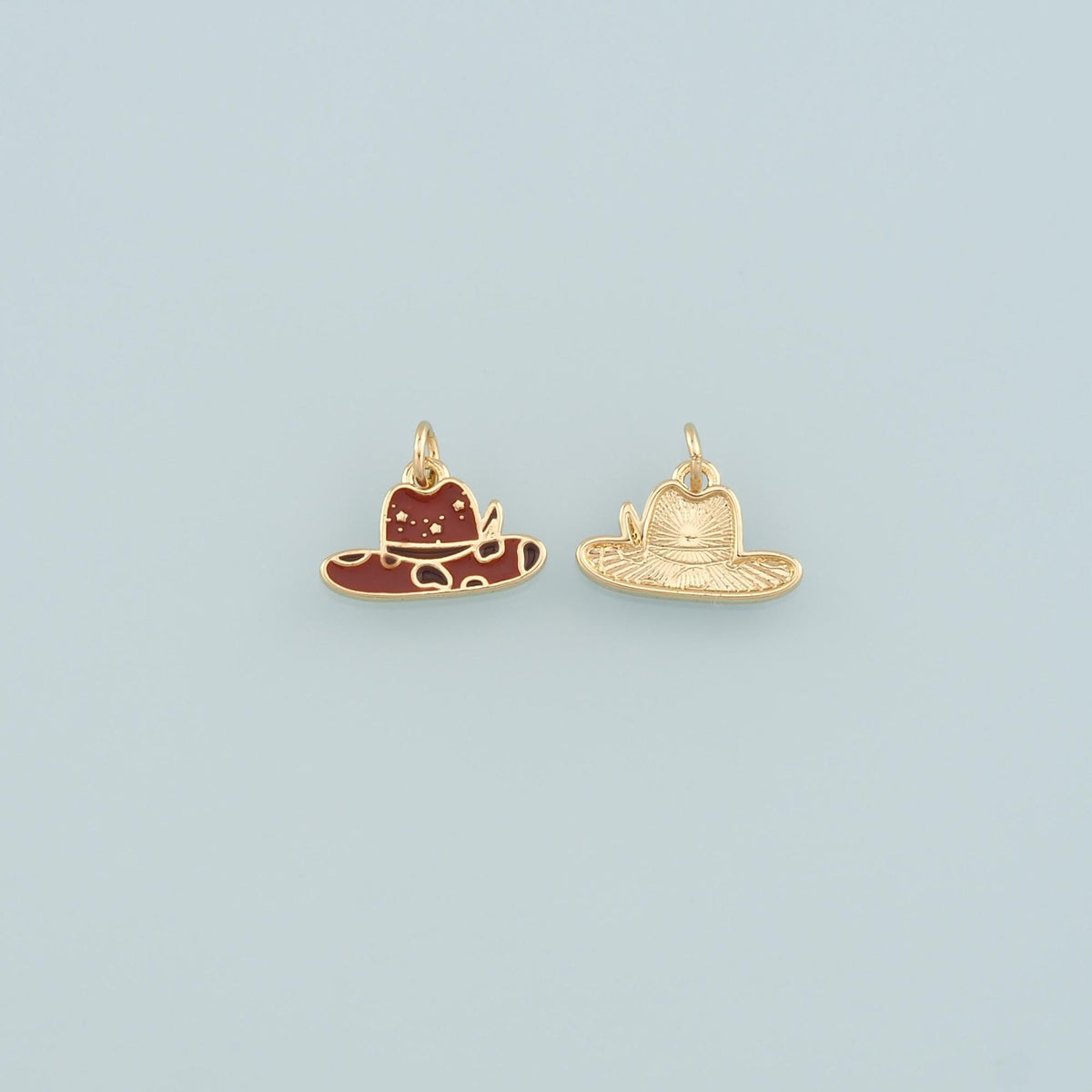 Gold Cowboy Hat Charms,18K Gold Filled Cowboy Pendant,Enamel Hat Charm Bracelet Necklace for DIY Jewelry Making Supply
