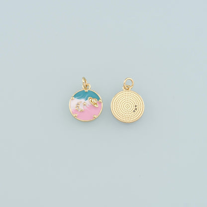 18K Gold Filled Hand Enamel Charm Pendant for Jewelry Making
