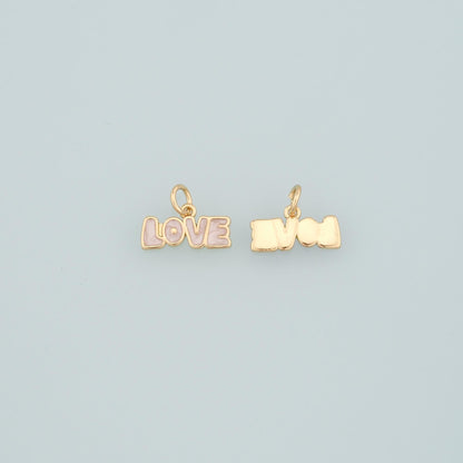 18K Gold Filled Love Enamel Charm Pendant for Jewelry Making