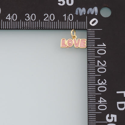 18K Gold Filled Love Enamel Charm Pendant for Jewelry Making