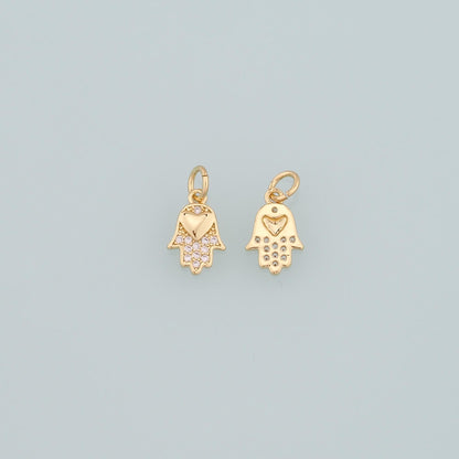 18K Gold Filled Hamsa Pendant,CZ Micro Pave Hamsa Charm Necklace for DIY Jewelry Making Supply