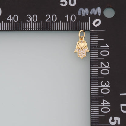 18K Gold Filled Hamsa Pendant,CZ Micro Pave Hamsa Charm Necklace for DIY Jewelry Making Supply