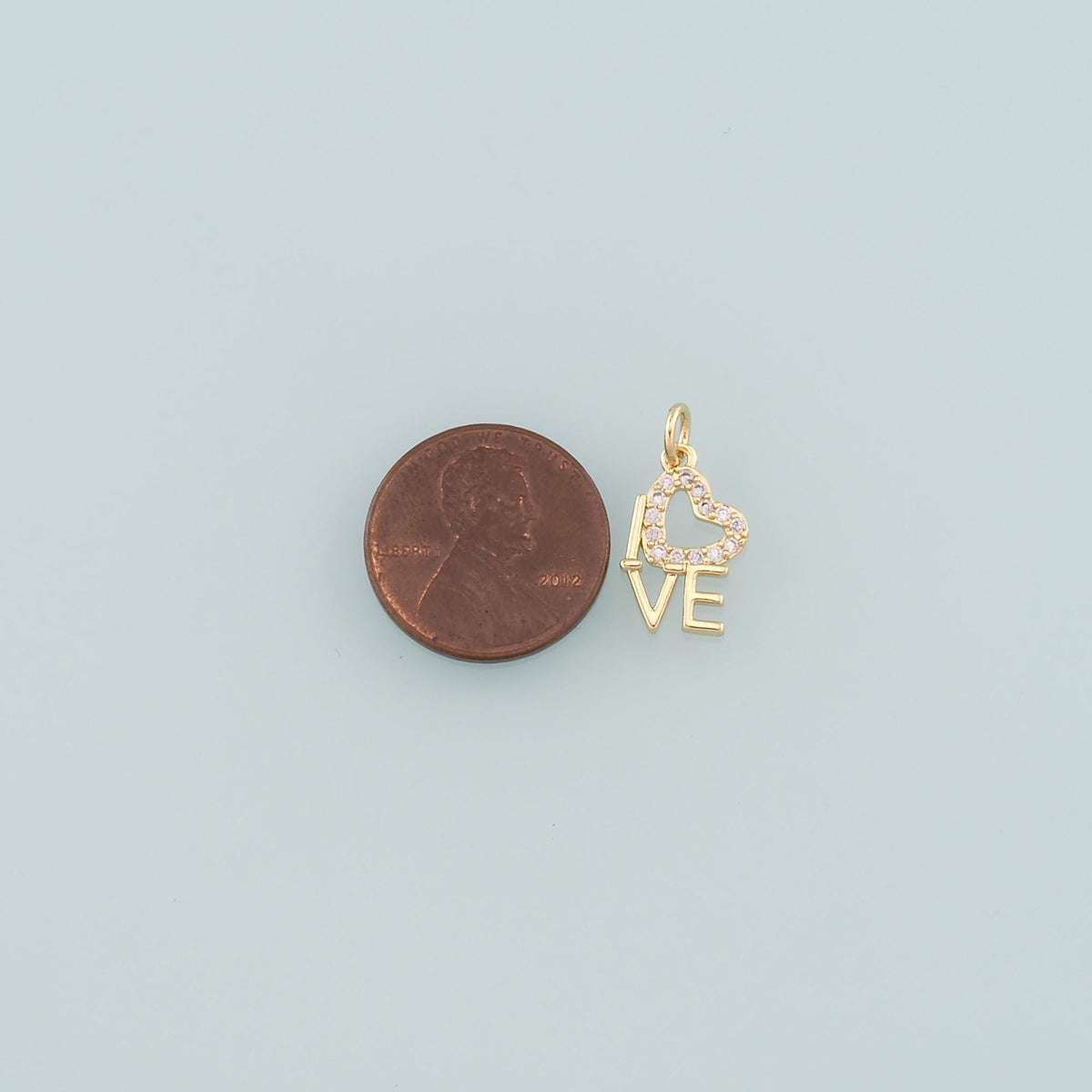 18K Gold Filled Love CZ Charm Pendant for Jewelry Making
